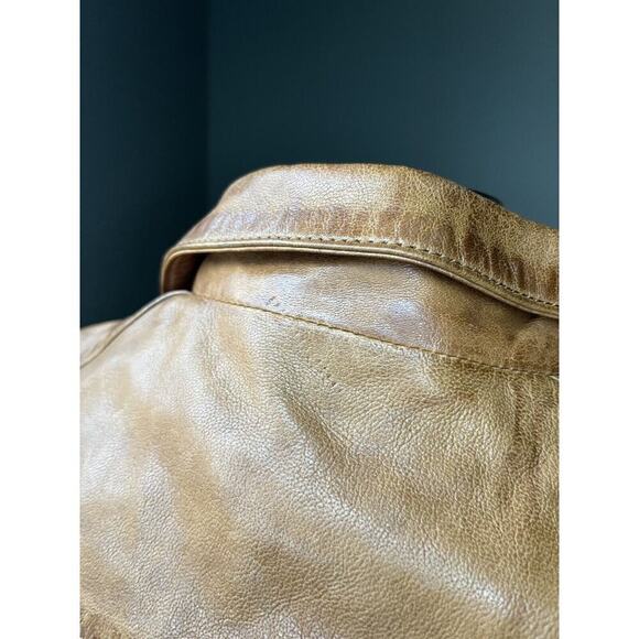 Gipsy Womens Full Zip Pocket Brown Leather Boho Biker Jacket READ BELOW - Picture 6 of 12